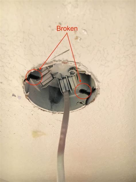 how to fix a broken ceiling electrical box|installing ceiling outlet box.